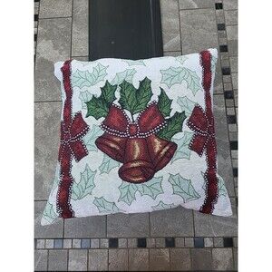 Christmas Angel Throw Pillow 16 x 16" Tapestry Winter Vintage Noel